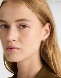 Demi-Fine Baguette Crystal Huggie Hoop Earrings | Madewell