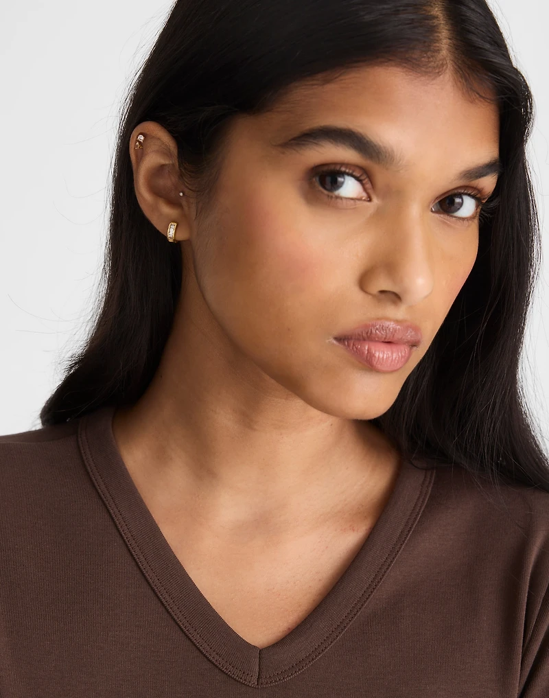 Demi-Fine Baguette Crystal Huggie Hoop Earrings | Madewell