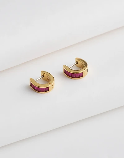 Demi-Fine Baguette Crystal Huggie Hoop Earrings | Madewell