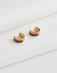 Demi-Fine Baguette Crystal Huggie Hoop Earrings | Madewell