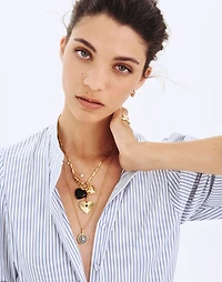 Engine Turned Lapis Heart Charm Necklace | Madewell