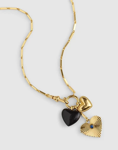 Engine Turned Lapis Heart Charm Necklace | Madewell