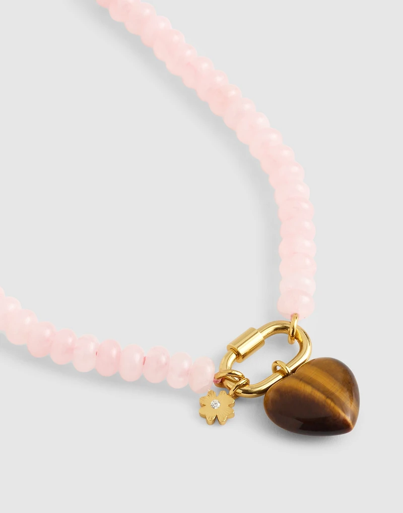 Semiprecious Beaded Heart Charm Necklace | Madewell