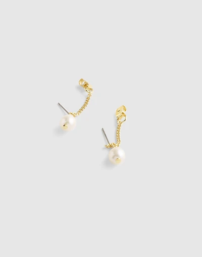 Freshwater Pearl Chain Hoop Earrings | Madewell