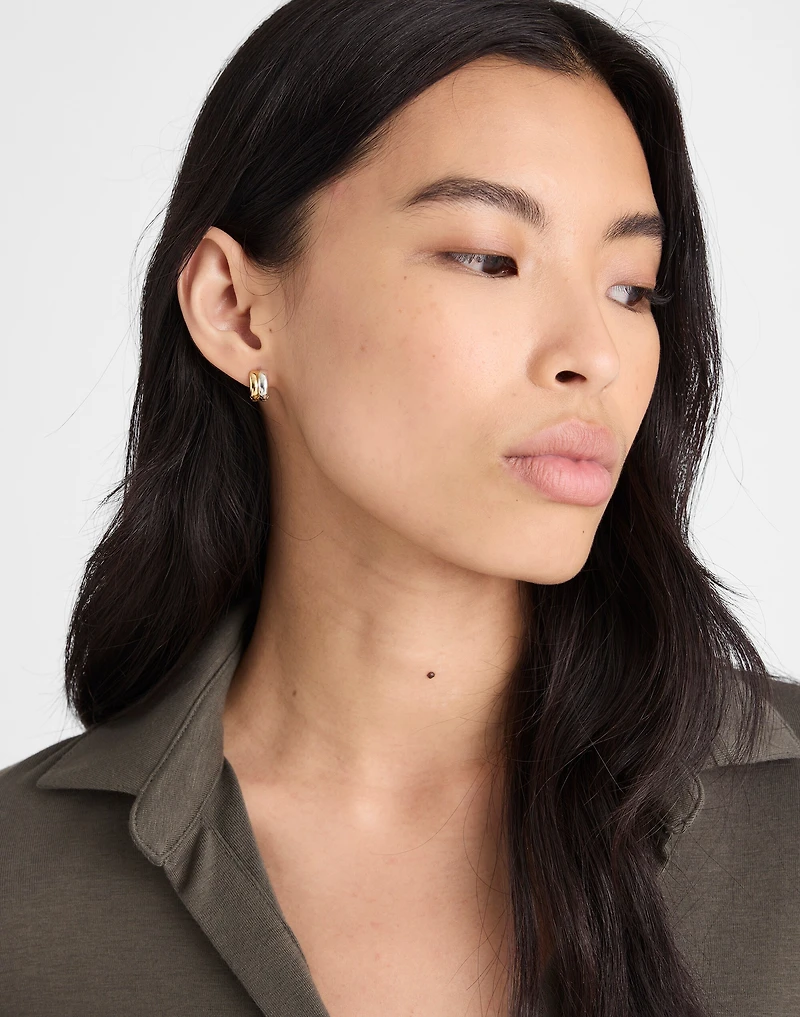 Demi-Fine Mixed-Metal Chunky Huggie Earrings | Madewell