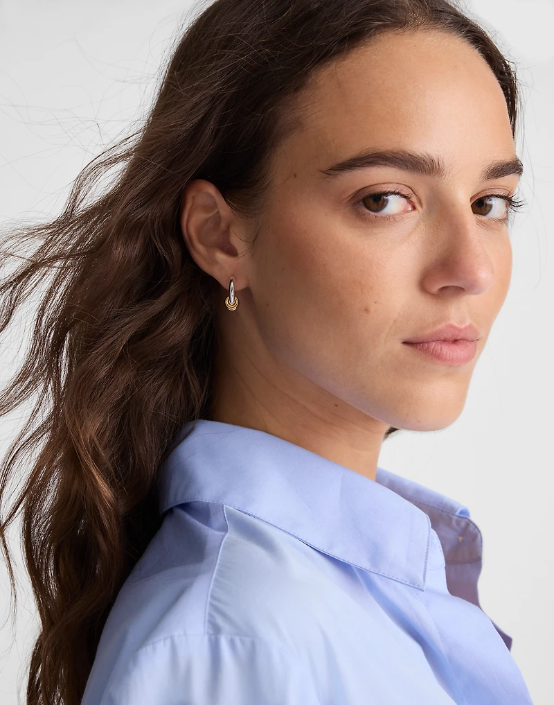 Mixed-Metal Triple Ring Huggie Hoop Earrings | Madewell