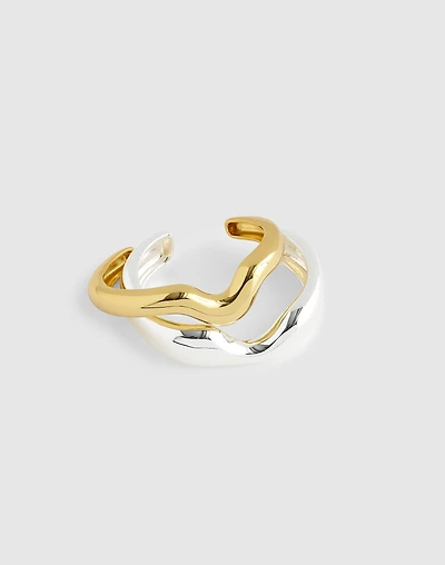 Two-Pack Mixed-Metal Notched Cuff Bracelet Set | Madewell