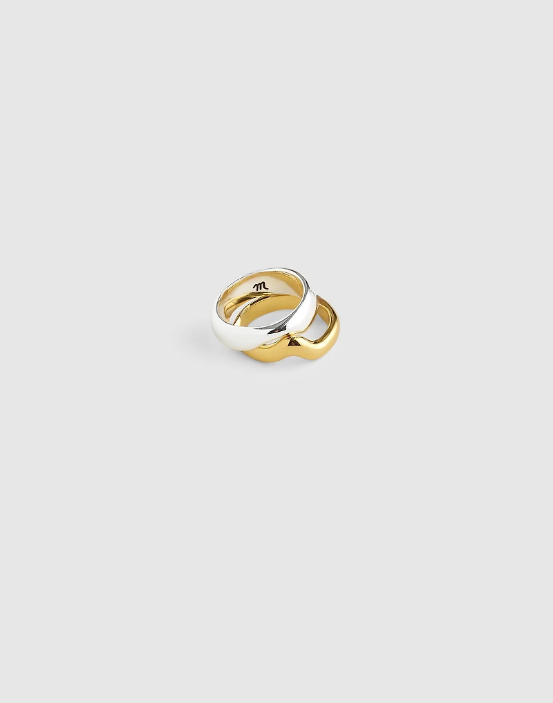 Mixed-Metal Notched Stacking Ring Set | Madewell