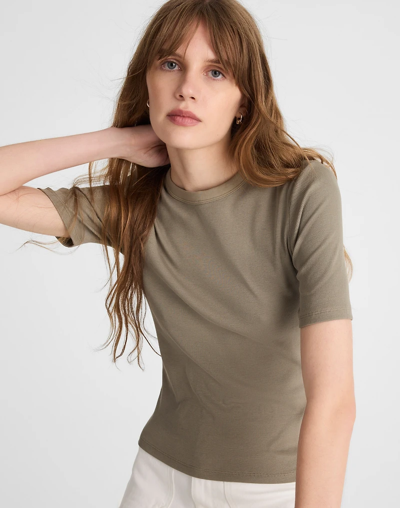 (Re)generative Cotton Ribbed Elbow-Sleeve Tee | Madewell