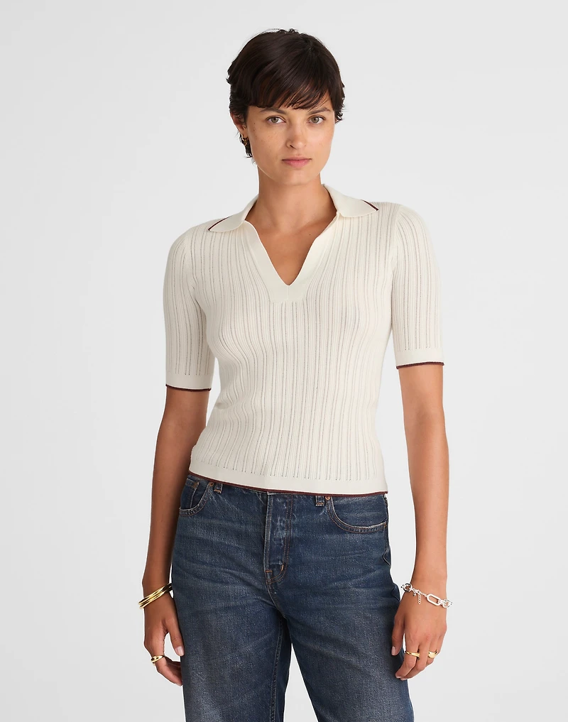 The Signature Knit Johnny-Collar Sweater | Madewell