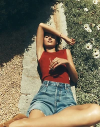 Pleated Low-Slung Shorts Airy Denim | Madewell