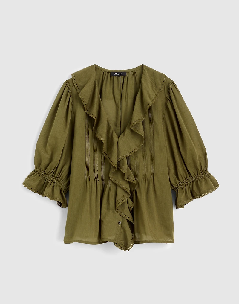 Pintucked Ruffled Puff-Sleeve Top | Madewell