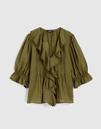 Pintucked Ruffled Puff-Sleeve Top | Madewell
