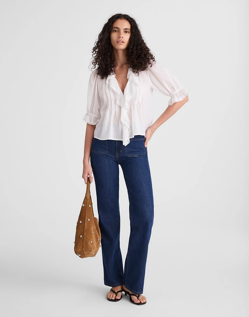 Pintucked Ruffled Puff-Sleeve Top | Madewell