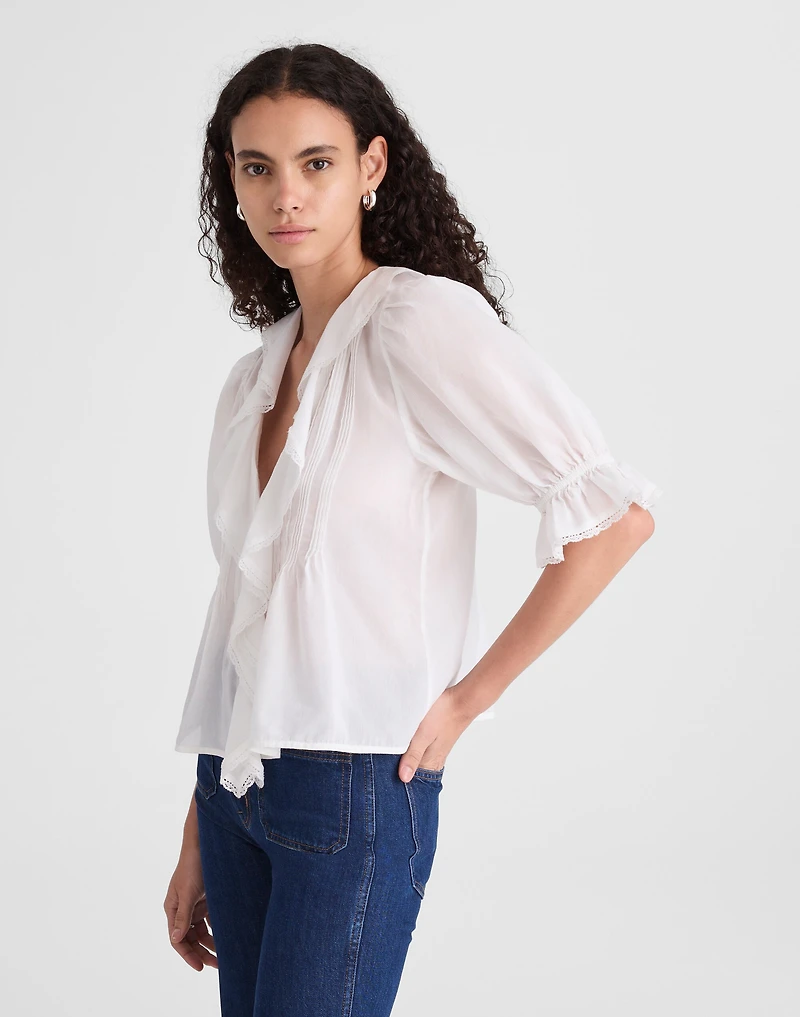 Pintucked Ruffled Puff-Sleeve Top | Madewell