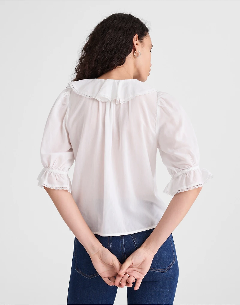 Pintucked Ruffled Puff-Sleeve Top | Madewell
