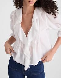 Pintucked Ruffled Puff-Sleeve Top | Madewell