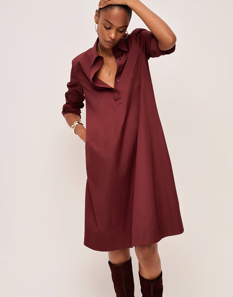 Poplin Long-Sleeved Shirtdress | Madewell