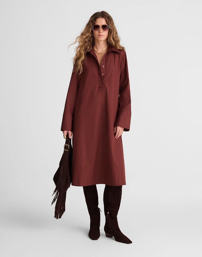 Poplin Long-Sleeved Shirtdress | Madewell