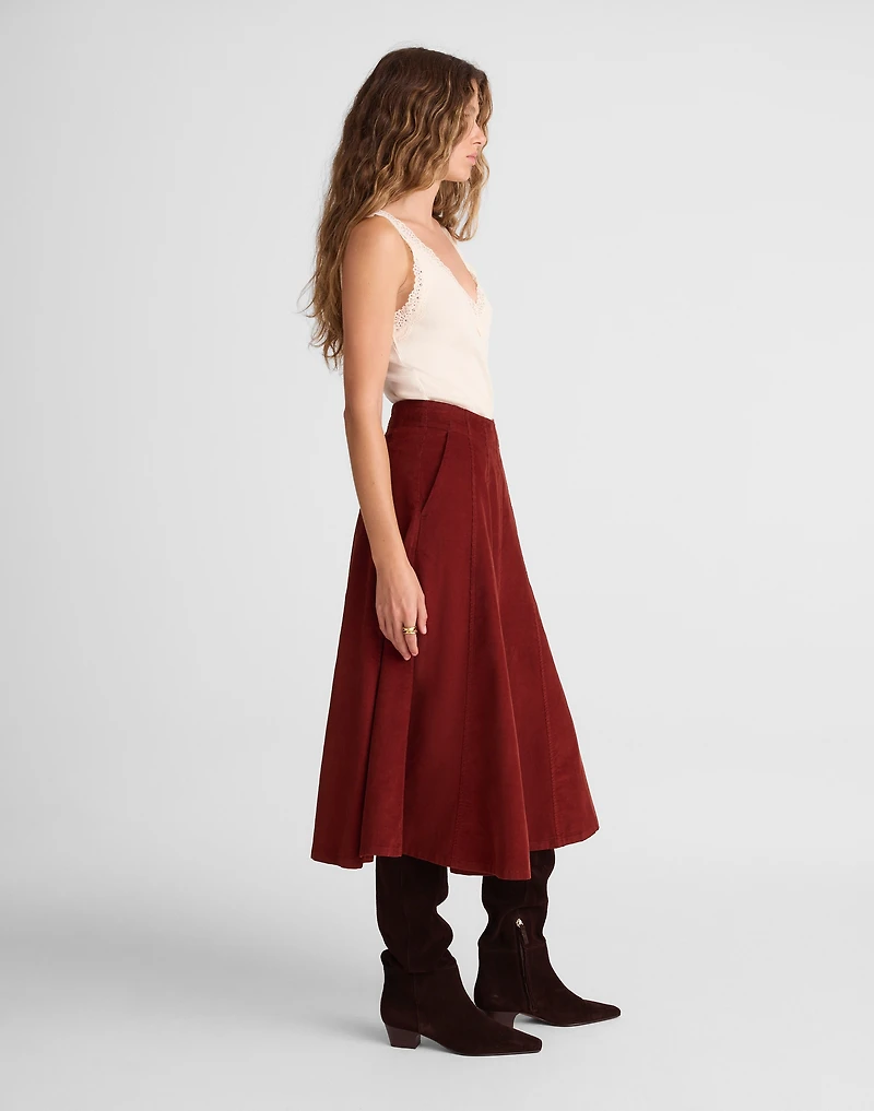 Drapey Corduroy Midi Skirt | Madewell