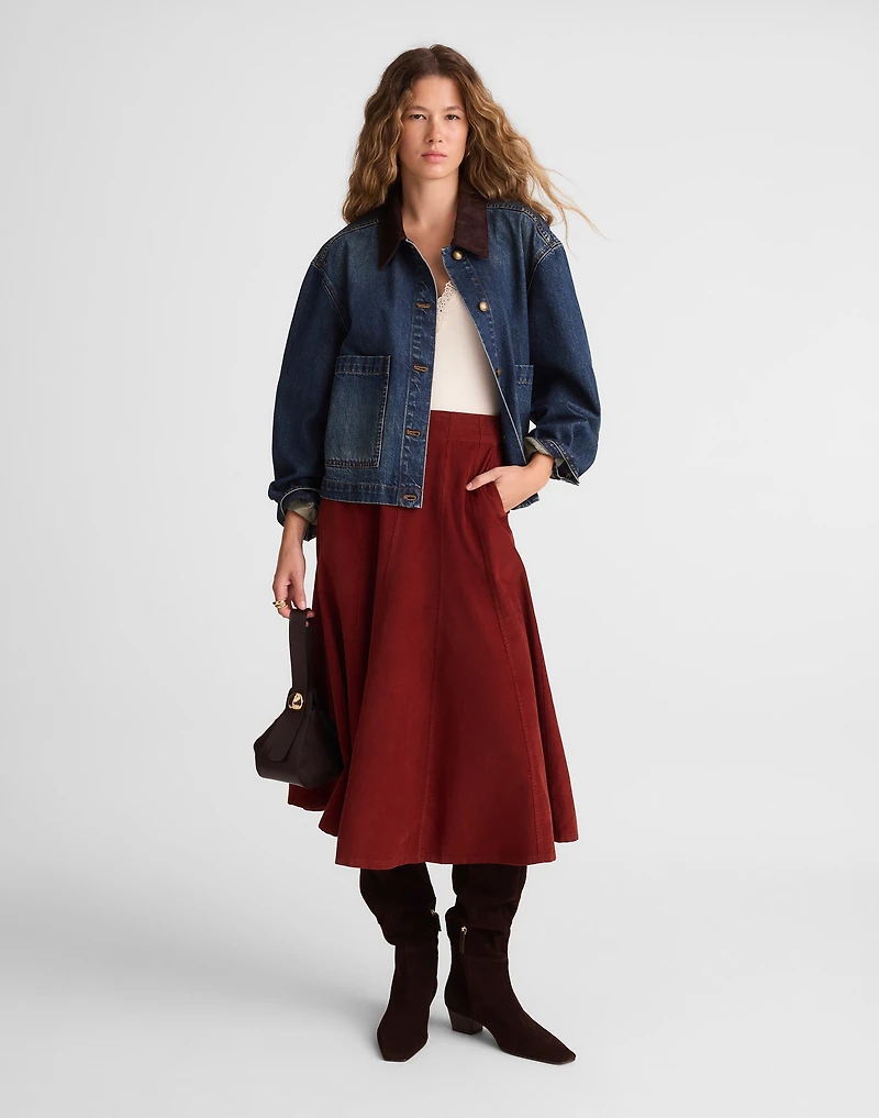 Drapey Corduroy Midi Skirt | Madewell