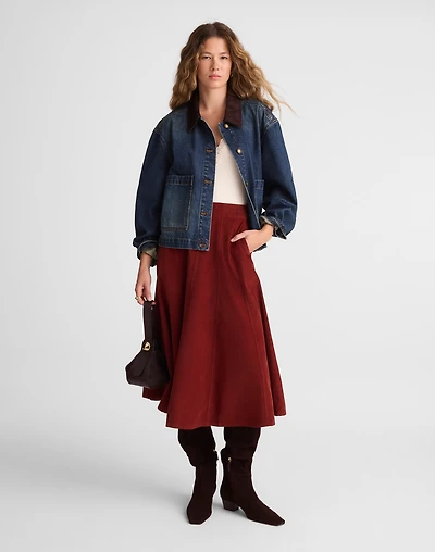 Drapey Corduroy Midi Skirt | Madewell