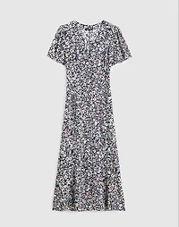 Button-Front Flutter-Sleeve Midi Dress Floral | Madewell