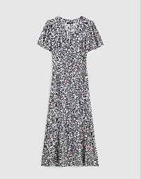 Button-Front Flutter-Sleeve Midi Dress Floral | Madewell