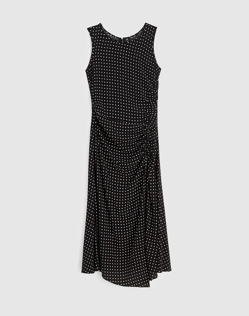 Asymmetrical Ruched Midi Dress Dot | Madewell
