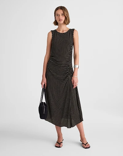 Asymmetrical Ruched Midi Dress Dot | Madewell