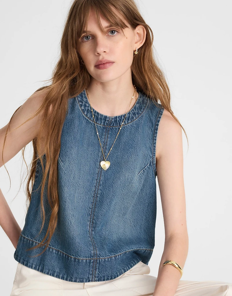 Boxy Shell Top Airy Denim | Madewell
