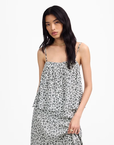 Flowy Squareneck Tank Floral | Madewell