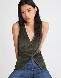 V-Neck Cutaway Vest in Corduroy | Madewell