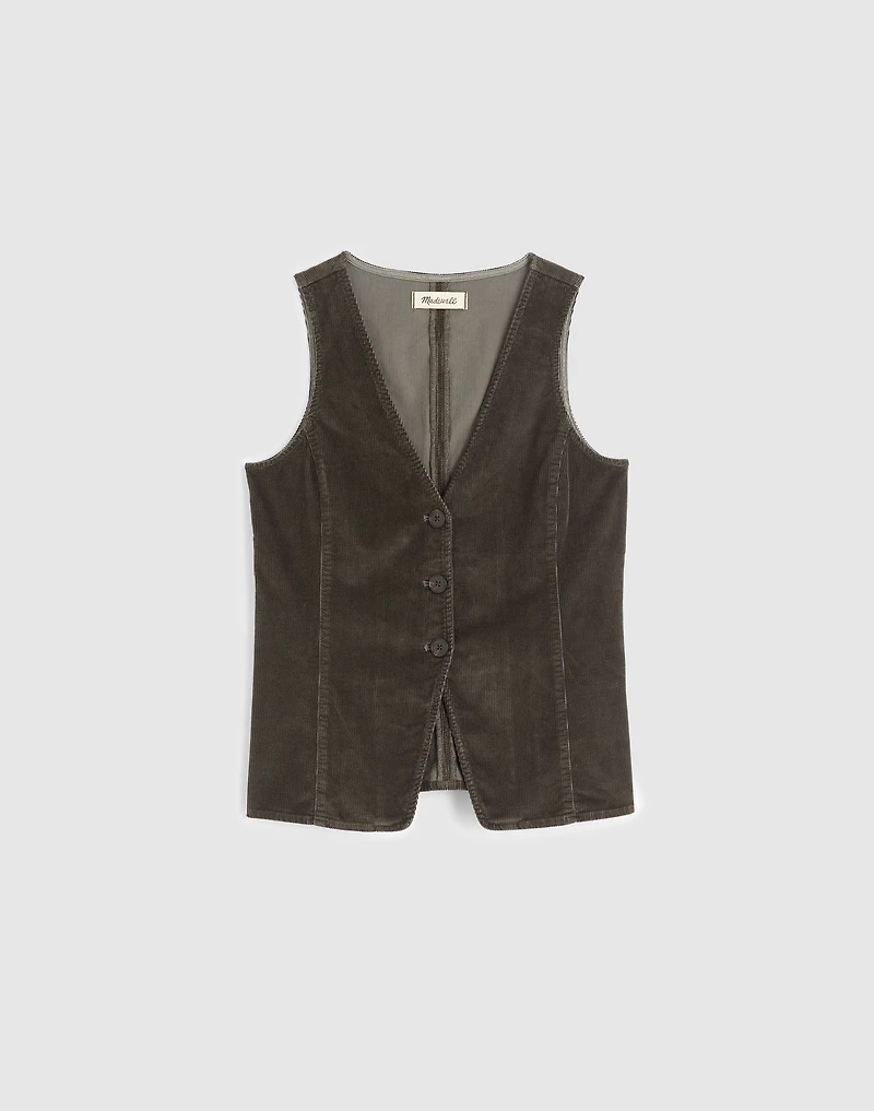 V-Neck Cutaway Vest in Corduroy | Madewell