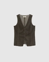 V-Neck Cutaway Vest in Corduroy | Madewell