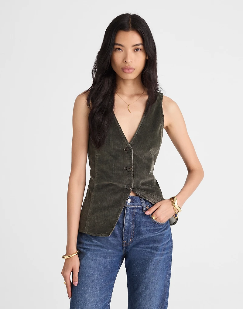 V-Neck Cutaway Vest Corduroy | Madewell