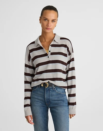 Striped Polo Sweater 100% Merino Wool | Madewell