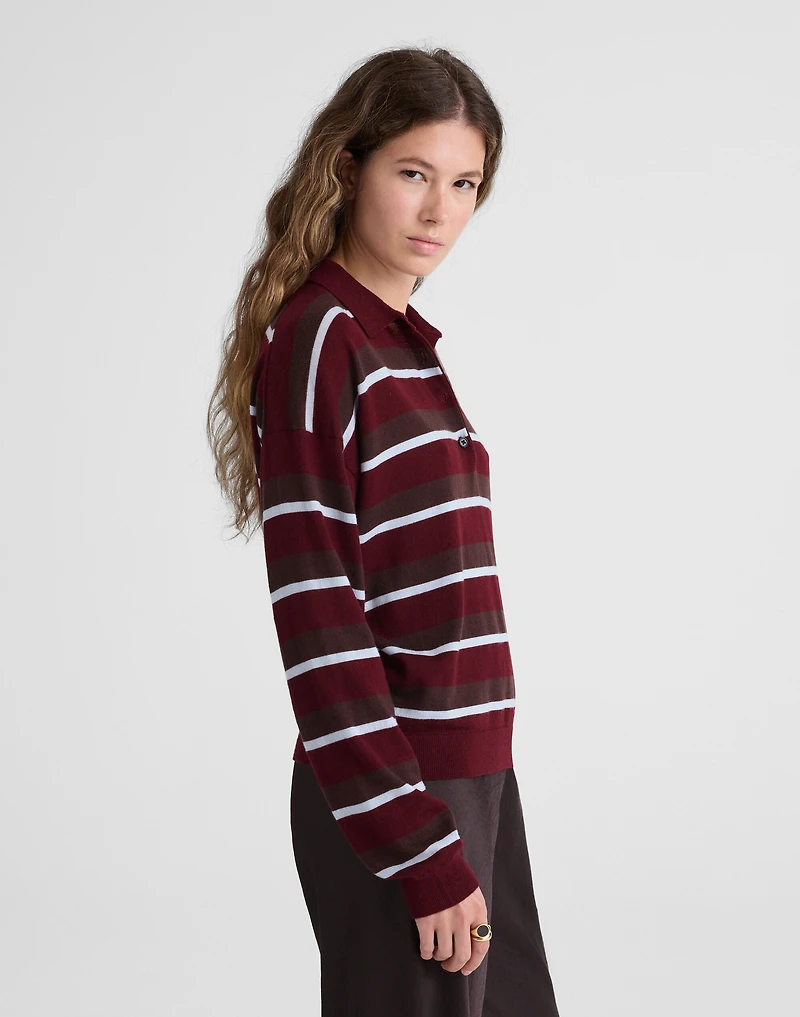 Striped Polo Sweater in 100% Merino Wool | Madewell