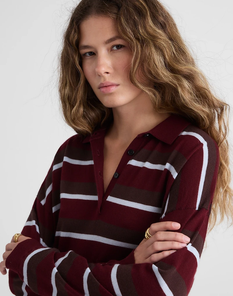 Striped Polo Sweater in 100% Merino Wool | Madewell