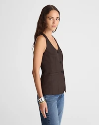 Scoopneck Cutaway Vest Drapey Twill | Madewell