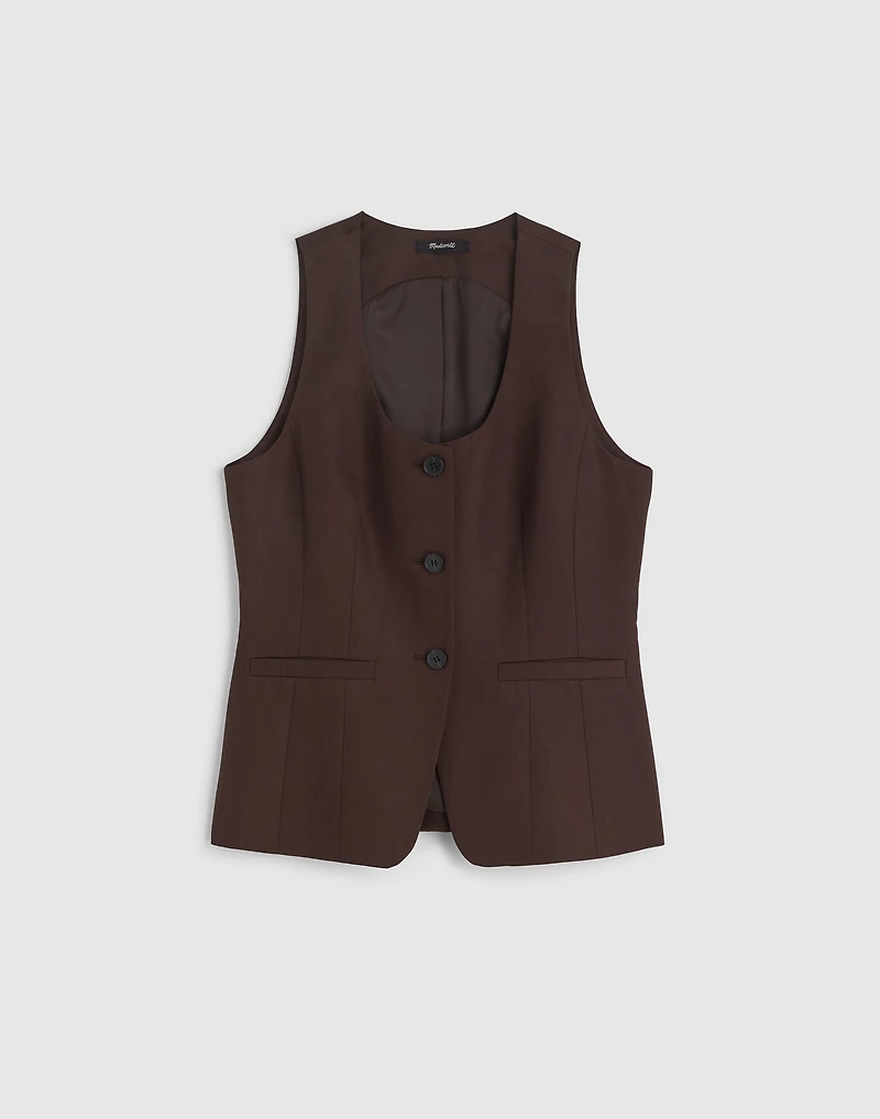 Scoopneck Cutaway Vest Drapey Twill | Madewell