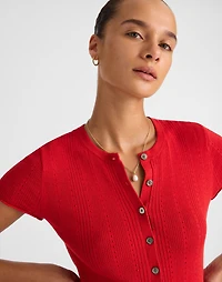 Cotton-Blend Pointelle Short-Sleeve Cardigan | Madewell