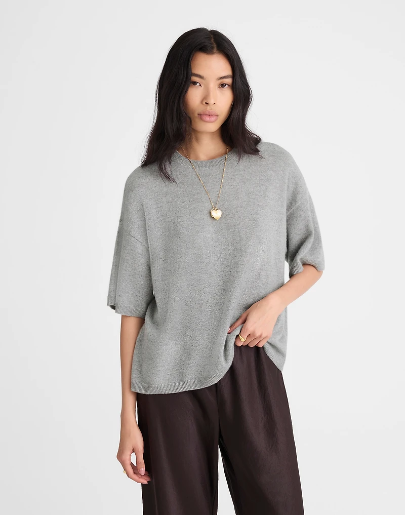 Short-Sleeve Sweater Tee in 100% Cashmere | Madewell