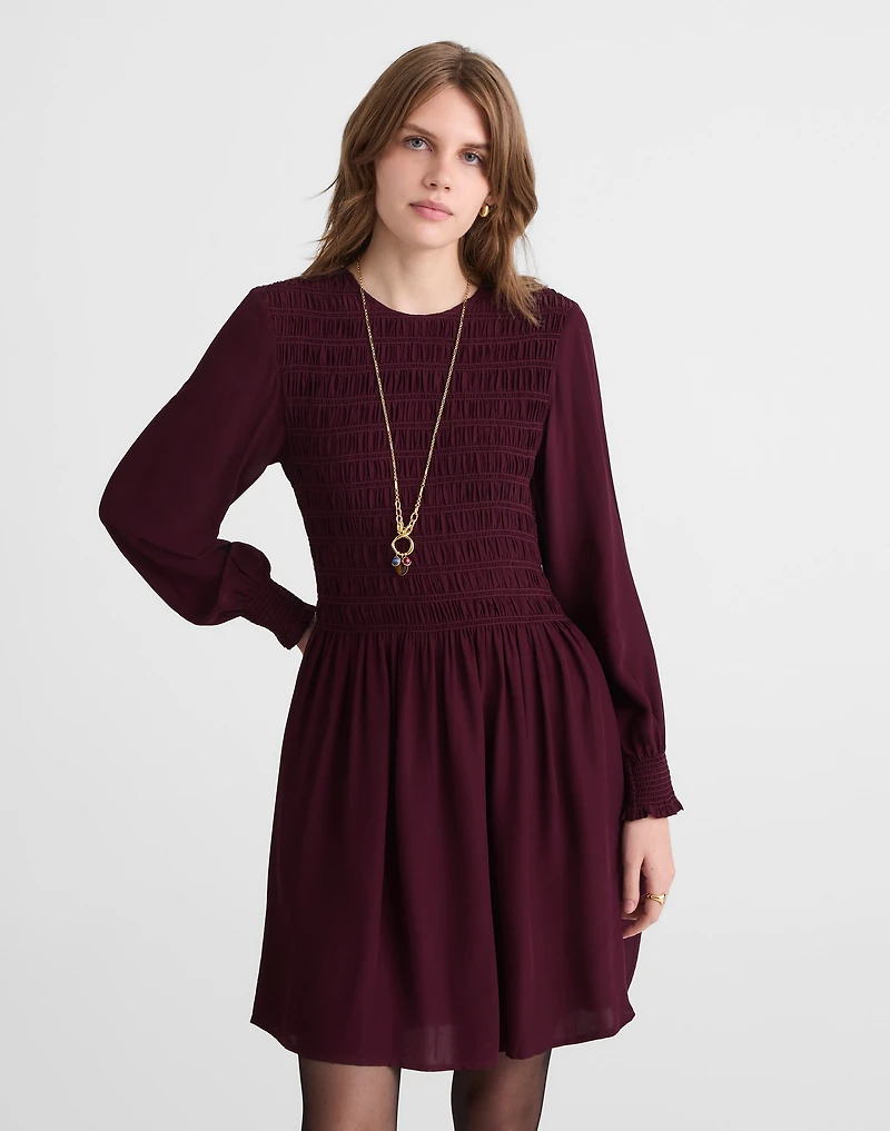 Long-Sleeve Smocked Mini Dress | Madewell