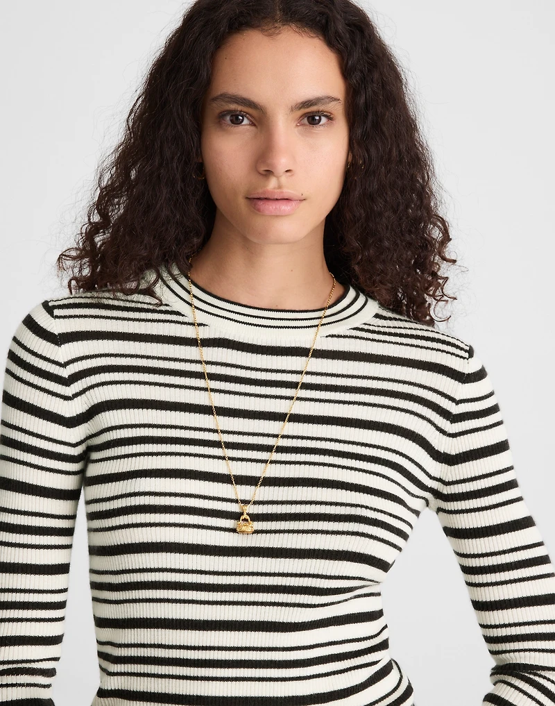 Double-Layered Crewneck Sweater Merino-Wool Silk