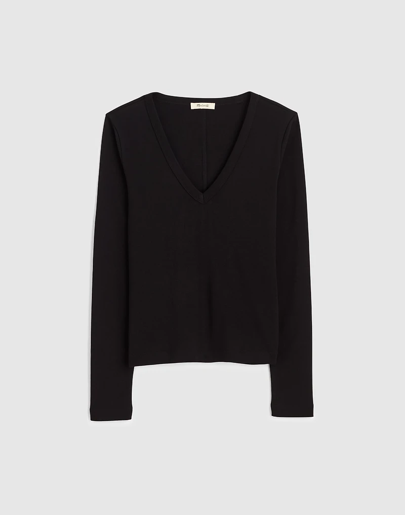 The '90s V-Neck Long-Sleeve Tee in Compact Cotton