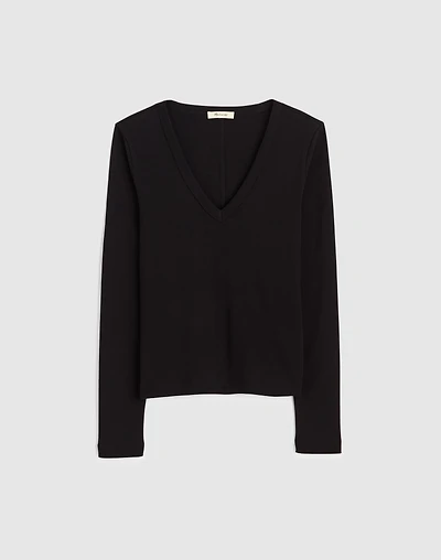 The '90s V-Neck Long-Sleeve Tee Compact Cotton