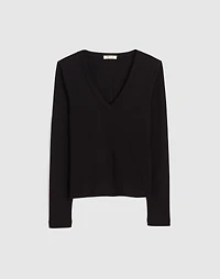The '90s V-Neck Long-Sleeve Tee in Compact Cotton