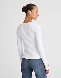 V-Neck Long-Sleeve Tee Compact Cotton