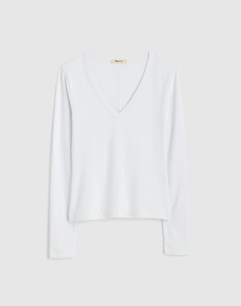 V-Neck Long-Sleeve Tee Compact Cotton